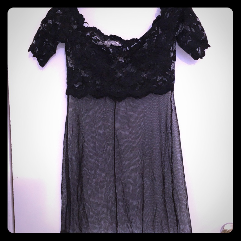 Victoria Secret Black Lace/Mesh Chemise